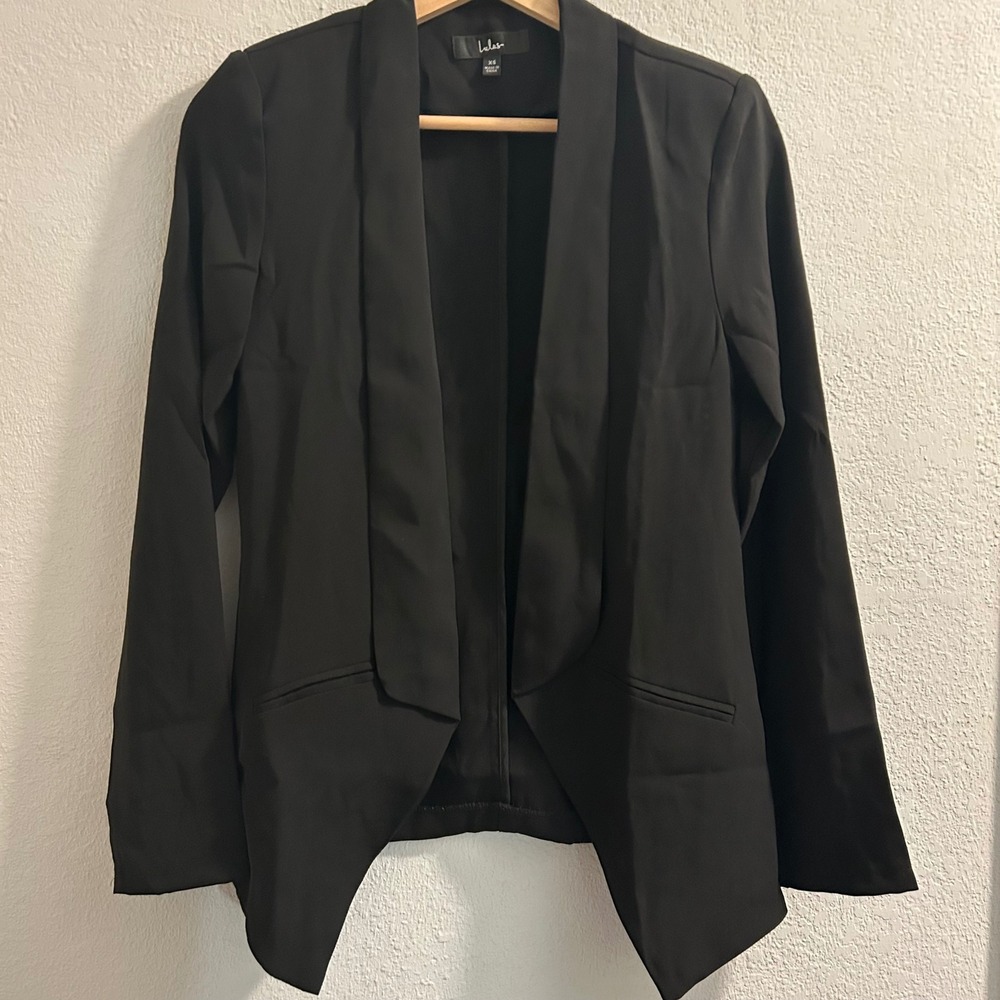 Lulus Black Open‎ Front Blazer Jacket XS Minimalist Career Chic